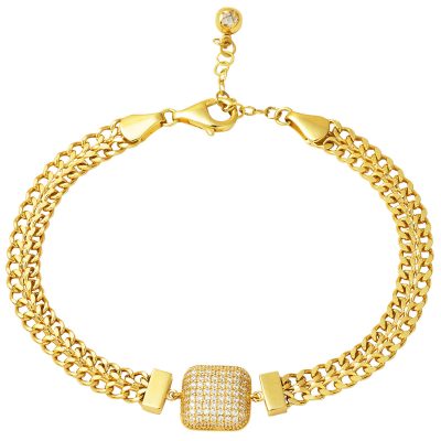 Baguette with Stones 14K Gold Bracelet