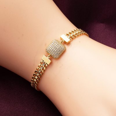 Baguette with Stones 14K Gold Bracelet - 14K - 7.04g - EZ Gold