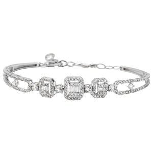 Favori Baguette avec Pierres Blanc Or Bracelet