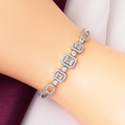 Favori Baguette with Stones White Gold Bracelet - 14K - 7.06g - EZ Gold