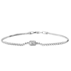 Baguette with Stones 14 Karat White Gold Bracelet