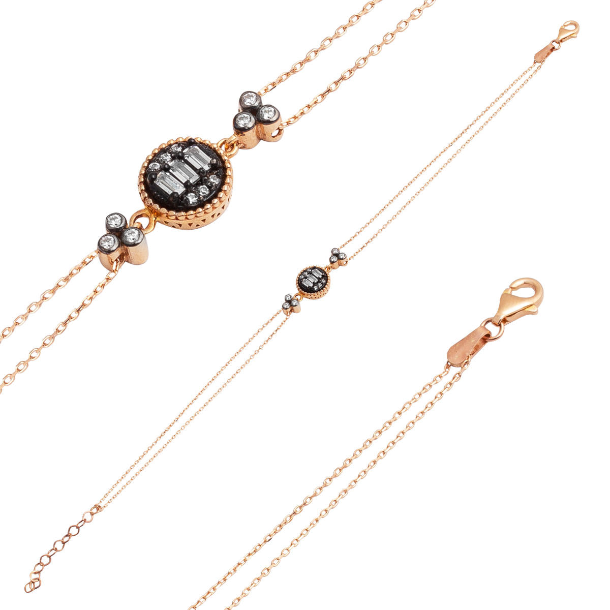 Baguette with Stones Rose Gold Bracelet
