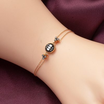 Baguette with Stones Rose Gold Bracelet - 14K - 2.68g - EZ Gold
