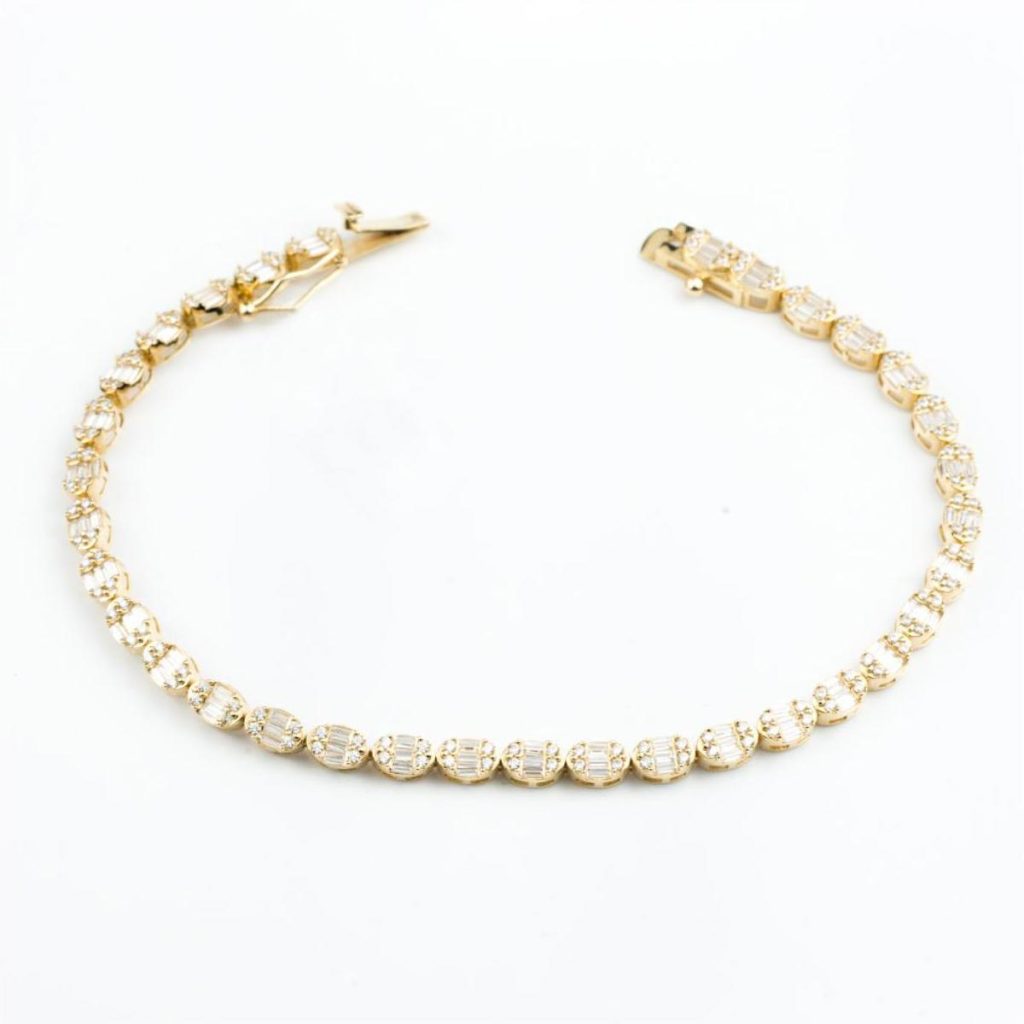 Baguette avec Pierres 14 Carats Or Bracelet