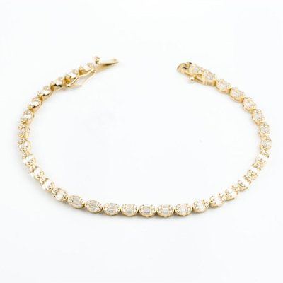 Baguette with Stones 14K Gold Bracelet
