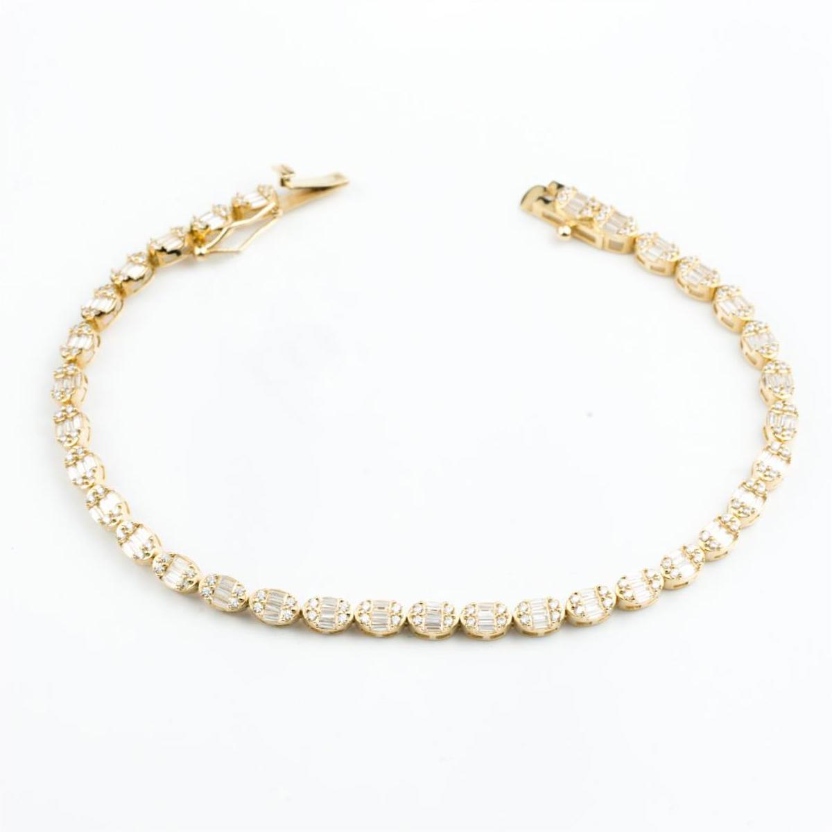 Baguette with Stones 14 Karat Gold Bracelet