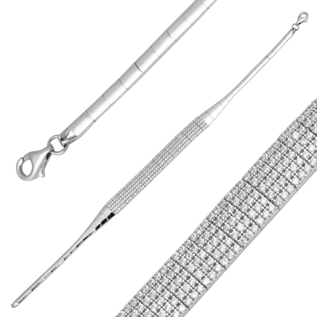 5 Rangs Su Yolu 14 Carats Blanc Or Bracelet