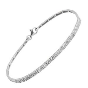 Çift Row 14 Karat White Gold Filigree Bracelet