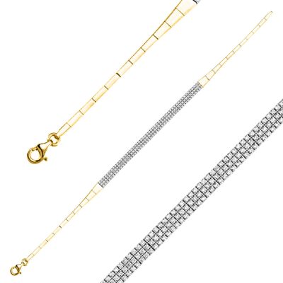 3 Row River with Stones Gold Bracelet