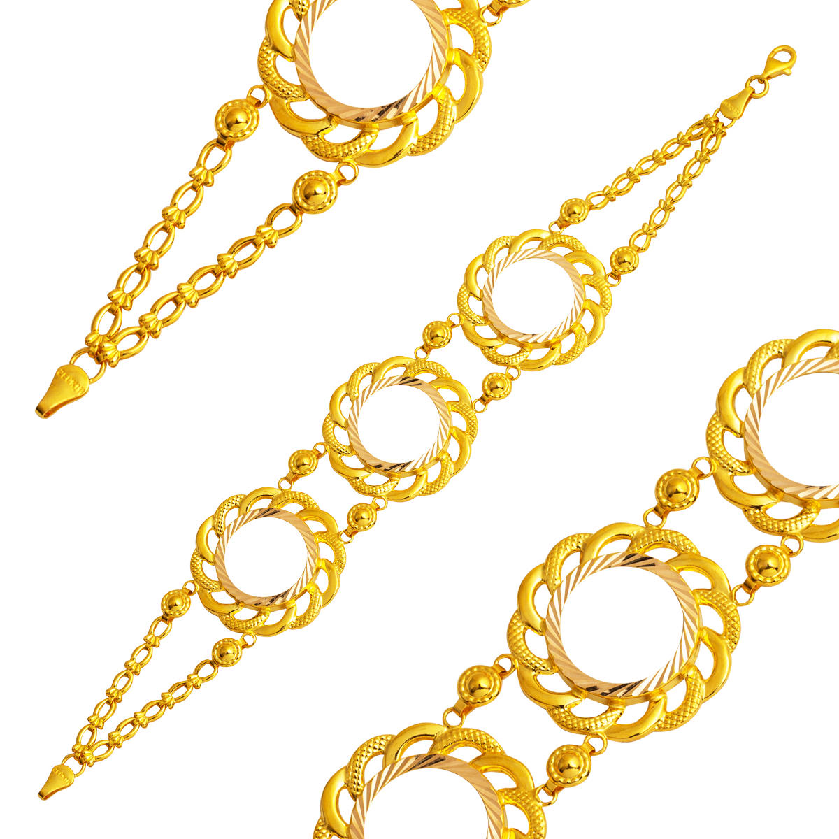 14 Karat 3 Quarterlik Çerçeve Gold Bracelet