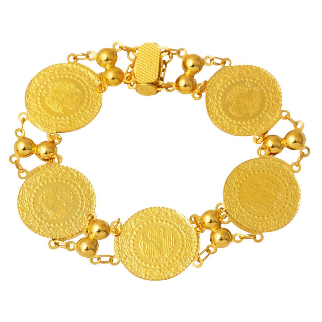 5 Quart en Or 14 Carats Manchette Bracelet