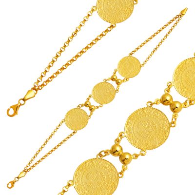 3 Quarterli 14K Doç Zincirli Gold Bracelet