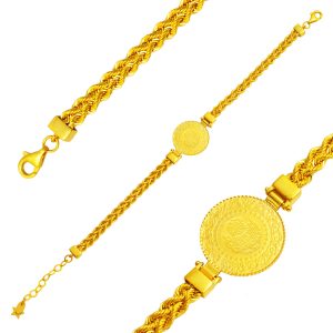 Tresse a Chaine 14 Carats Quart en Or Bracelet