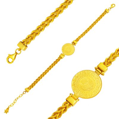 Woven Zincirli 14K Quarter Goldlı Bracelet