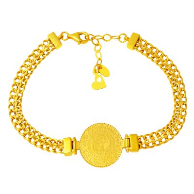 Viyana Zincirli Quarter Goldlı 14K Bracelet