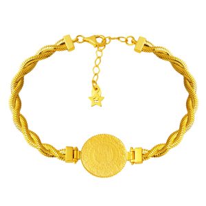 Braided Balık Sırtı Chain Quarter Gold Bracelet
