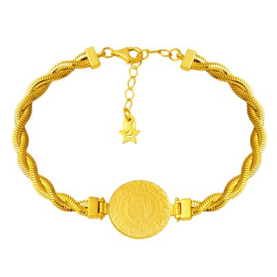 Woven Balık Sırtı Zincirli Quarter Gold Bracelet