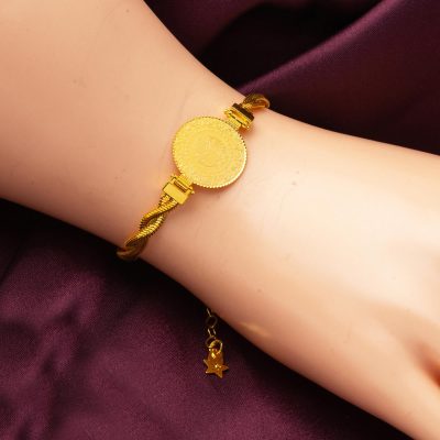 Woven Balık Sırtı Zincirli Quarter Gold Bracelet - 14K - 7.6g - EZ Gold