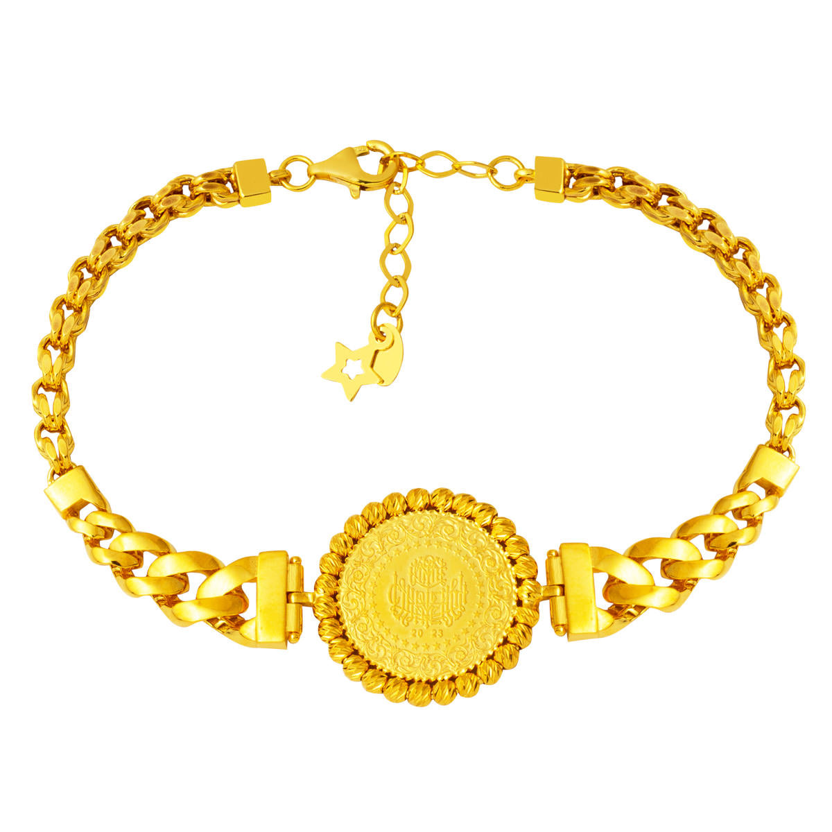 Çift Chain Quarter Gold 14 Karat Bracelet
