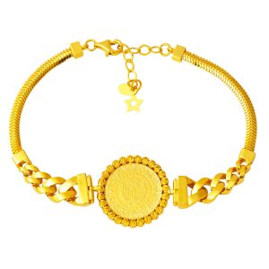 Curb Balık Sırtı Chain Quarter Gold Bracelet