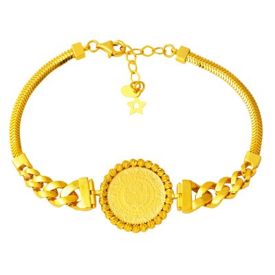 Curb Balık Sırtı Zincirli Quarter Goldlı Bracelet