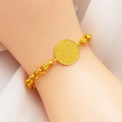 Kalın Doç Gold Zincirli Quarterli Bracelet - 14K - 8.59g - EZ Gold