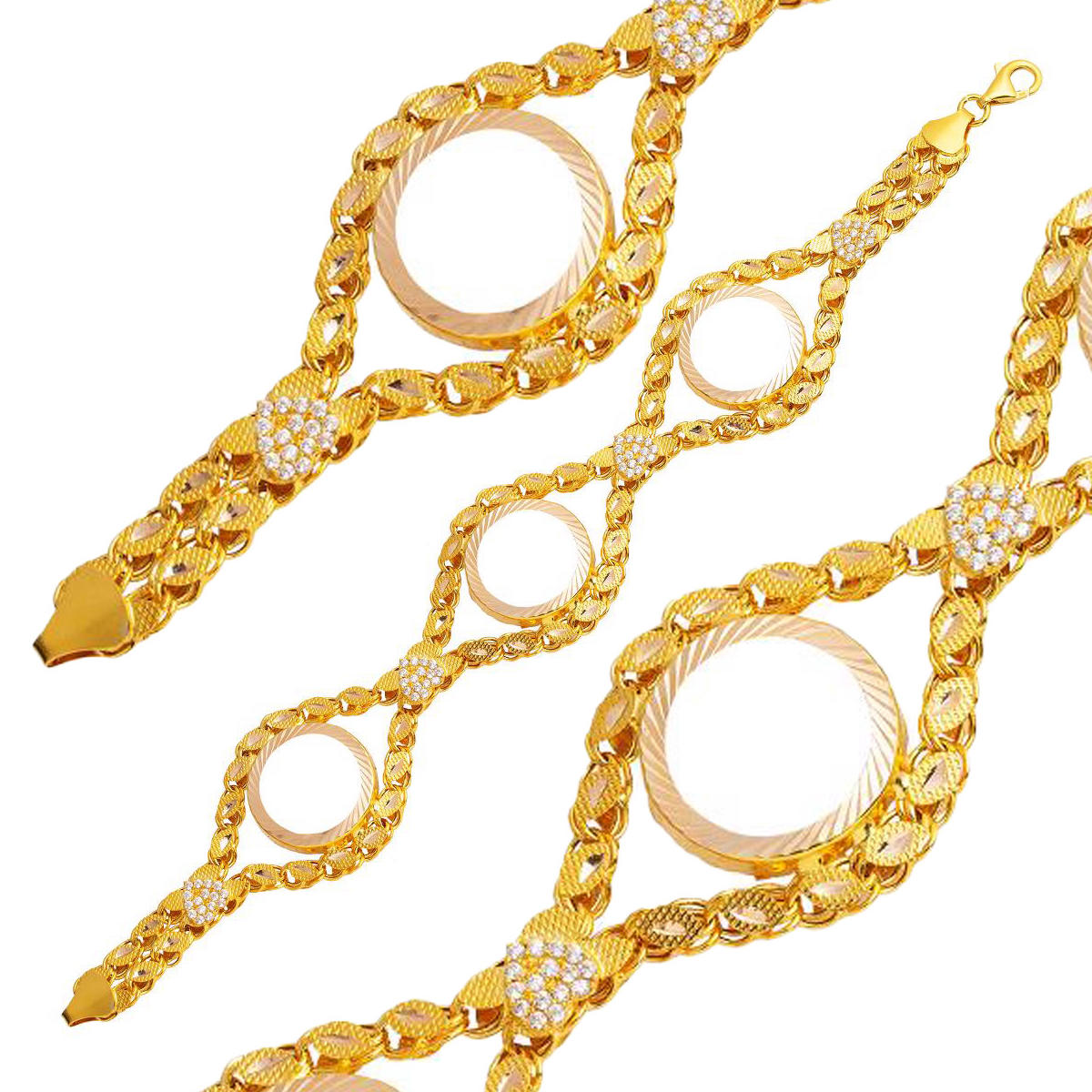 with Heart 3 Quarter Takılabilen Gold Bracelet