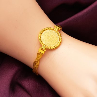 Örgü Zincir Çeyrek Altınlı Dorika Bileklik - 14K - 9.71g - EZ Gold