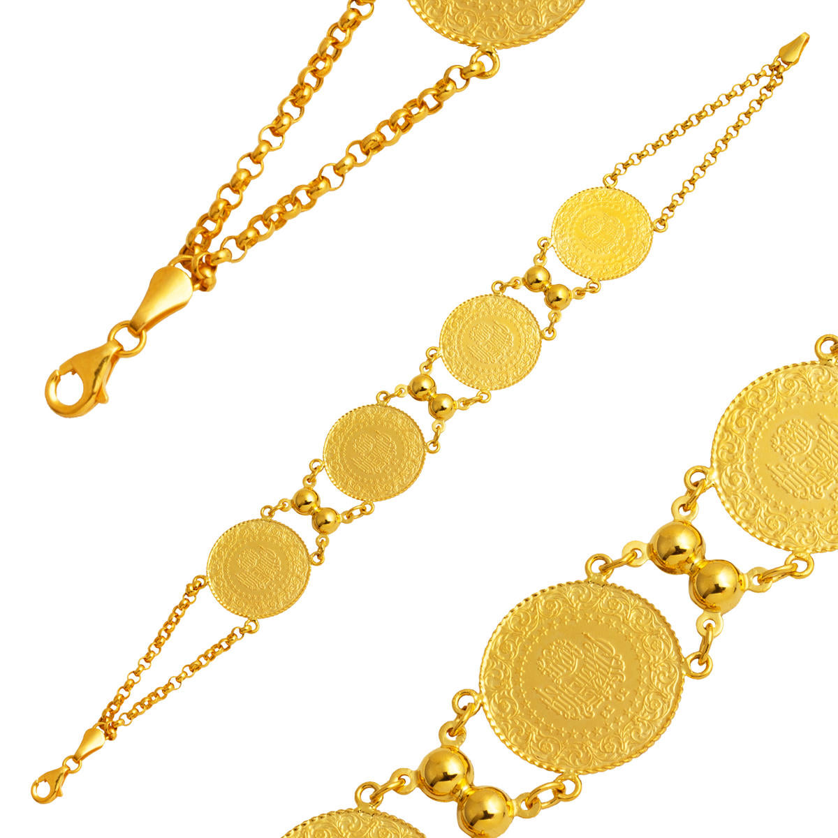 14 Karat Doç Chain 4 Quarter Gold Bracelet