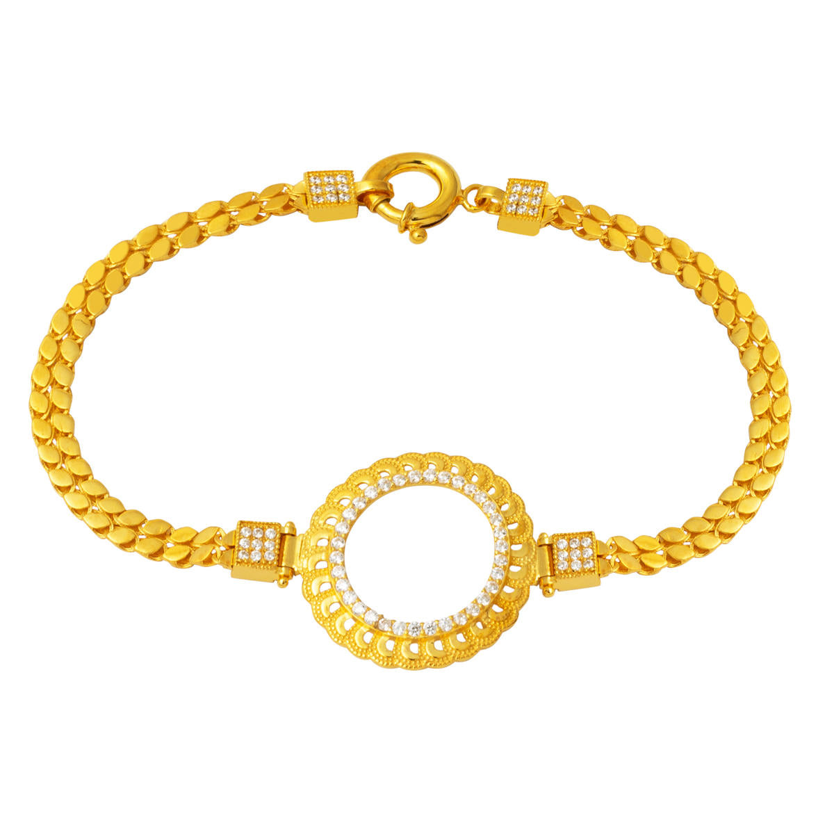 Modern Designed Quarter Çerçeve Gold Bracelet