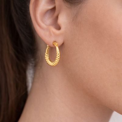 2 cm. Çaplı Twisted Hoop Gold Earring - 14K - 1g - EZ Gold