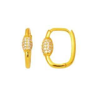 14 Karat with Stones Modern Design Gold Earring