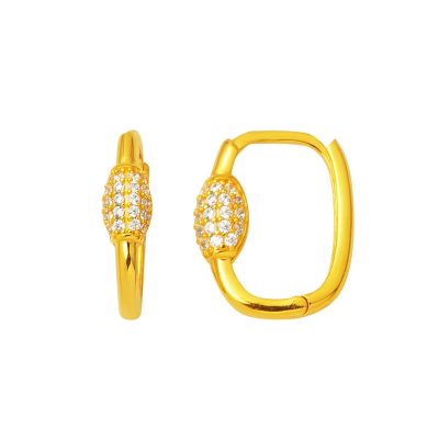 14K with Stones Modern Design Gold Earring