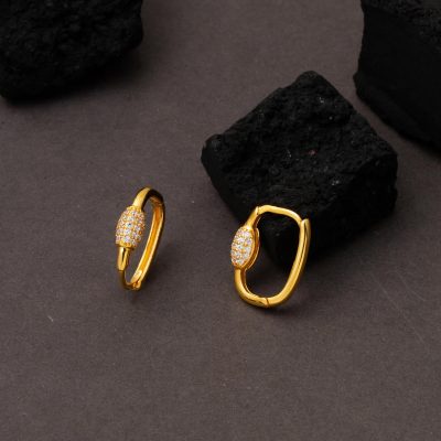 14K with Stones Modern Design Gold Earring - 14K - 2.48g - EZ Gold