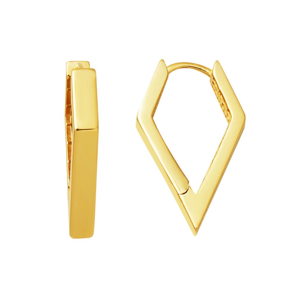 Üçgen Model Köşeli 14 Karat Gold Hoop Earring