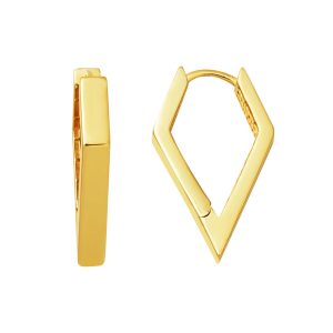 Üçgen Model Köşeli 14 Karat Gold Hoop Earring