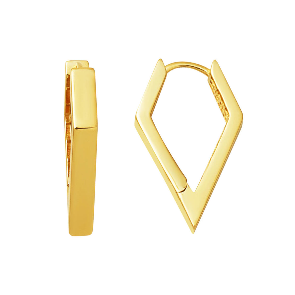 Üçgen Model Köşeli 14 Karat Gold Hoop Earring