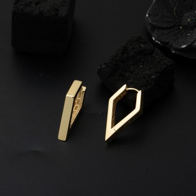 Üçgen Model Köşeli 14K Gold Hoop Earring - 14K - 4g - EZ Gold