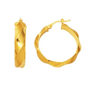 14 Carats Italien Torsadé Or Creole Boucle d&rsquo;Oreille