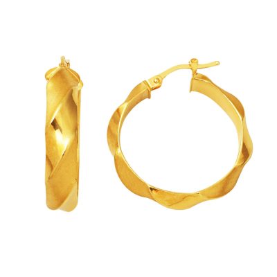 14K Italian Twisted Gold Hoop Earring