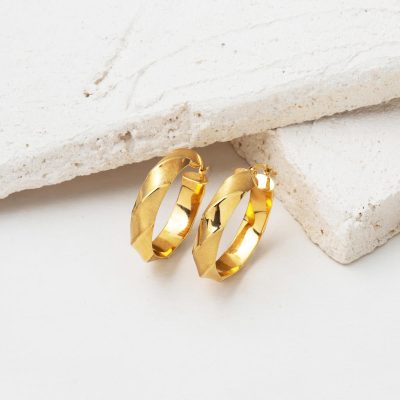 14K Italian Twisted Gold Hoop Earring - 14K - 2.7g - EZ Gold