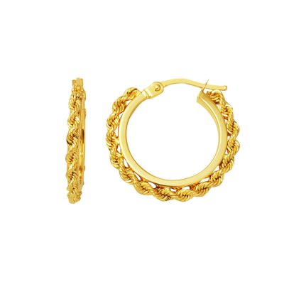 Halat Twisted Chain 14 Karat Hoop Gold Earring