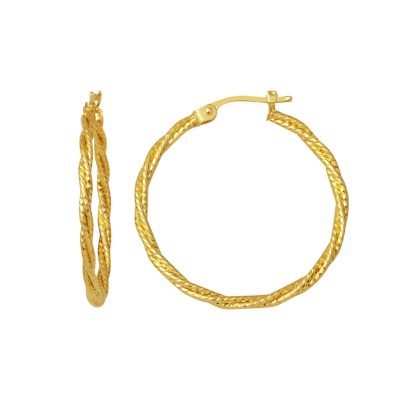 Italian Twistedlı 14K Gold Hoop Earring