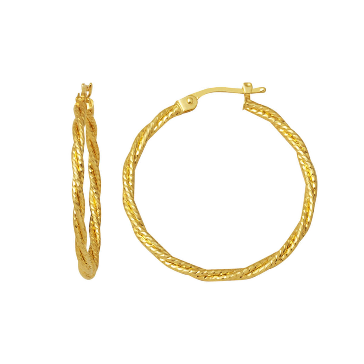 Italian Twistedlı 14 Karat Gold Hoop Earring