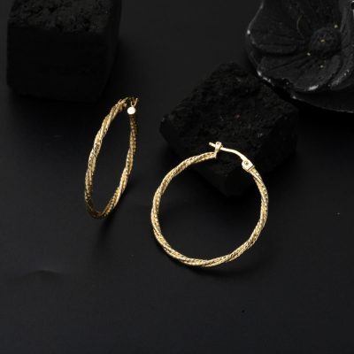 Italian Twistedlı 14K Gold Hoop Earring - 14K - 2.38g - EZ Gold