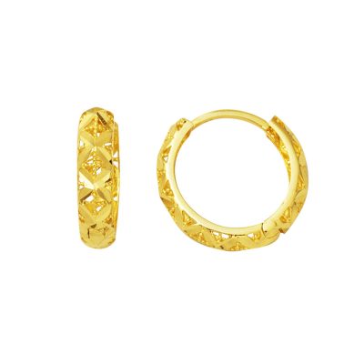 14K Gold Tree of Life Hoop Earring