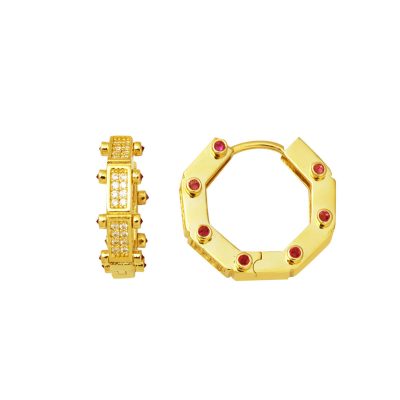 Yakut Işıltısı Hoop Earring 14K Gold