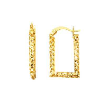 Köşeli 14K Gold Plain Earring