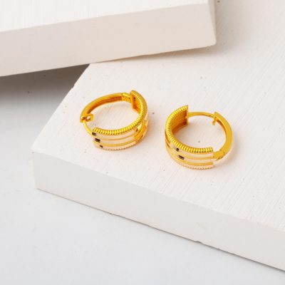 Üç Sıralı Ajda Halka Altın Küpe - 14K - 3.73g - EZ Gold