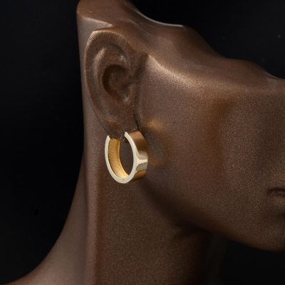 Desensiz Düz Orta Boy Altın Halka Küpe - 14K - 3.7g - EZ Gold
